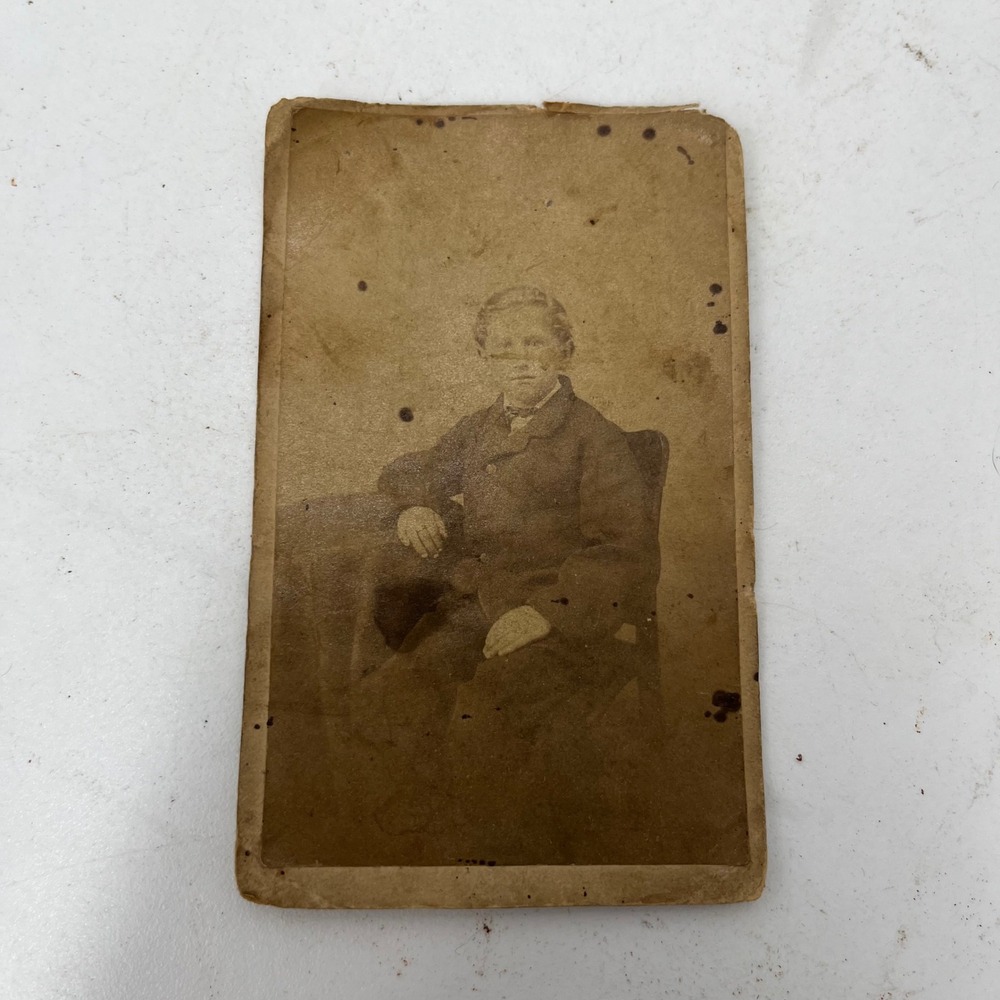 Antique 1860s CDV Boy Photo E & J Bruening Indianapolis Indiana Civil War Era